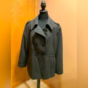 Michael Kors Charcoal Double-Breasted Pea Coat